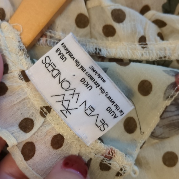 Seven Wonders Cottage Core Floral Polka dots Semi Sheer Boho mini dress - Picture 9 of 9